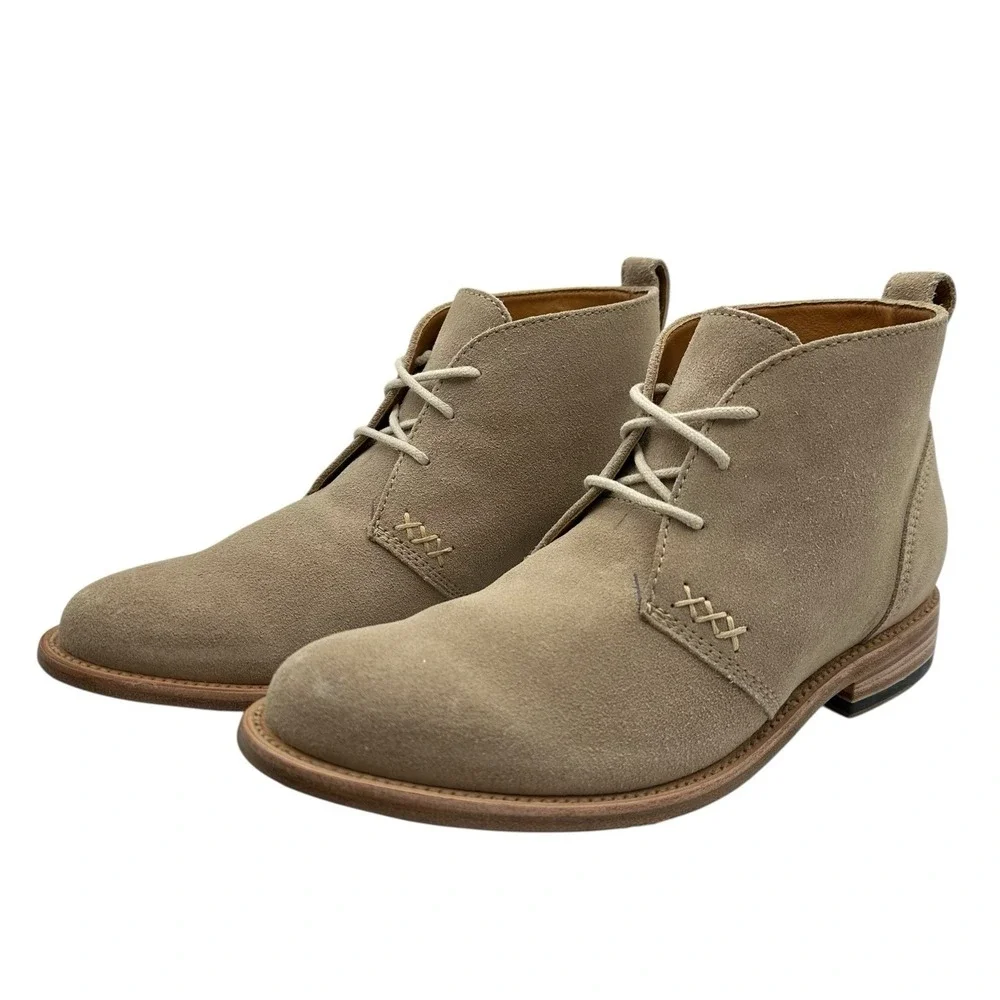Men's 10 D - Hevias The Wanderer Beige‎ Suede Leather Ankle Boots Desert Chukka